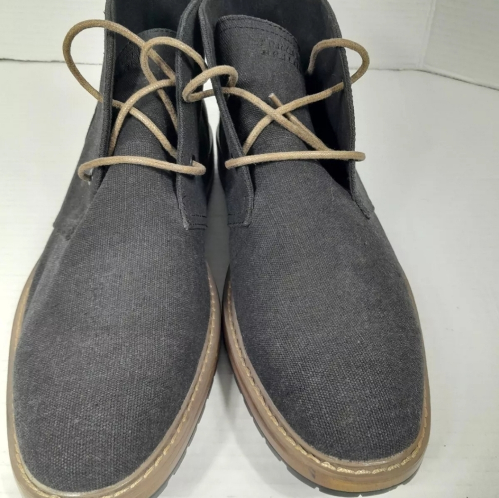 Perry Ellis Tim II Shoes Men SZ 11 Charcoal Black Canvas Chukka Boots LUG SOLE - Picture 4 of 10